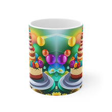 Load image into Gallery viewer, Happy Birthday Rainbow Cake Celebration #30 Ceramic 11oz Mug AI-Generated Artwork
