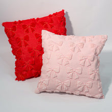 Load image into Gallery viewer, YDBDAT Coquette Bow Throw Pillow Covers Pink Set of 2 Soft Preppy Stuff Plush Faux Fur Bowknot Pillow Case for Sofa Room Christmas Decor Pink
