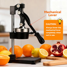 Load image into Gallery viewer, Tada Cast Iron Manual Juicer Press Hand Operated Citrus &amp; Pomegranate Juice Squeezer with Stainless Steel Components, Heavy Duty Countertop
