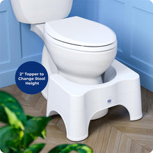 Load image into Gallery viewer, Squatty Potty The Original Bathroom Toilet Stool - Adjustable 2.0, Convertible to 7" or 9" Height with Removable Topper for Adults and Kids White
