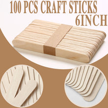 Load image into Gallery viewer, 1200 Pcs Craft Sticks Ice Cream Sticks, Borogo 6" x 3/4" Sticks Natural Wood Popsicle Craft Sticks Treat Sticks Ice Pop Sticks for DIY Crafts
