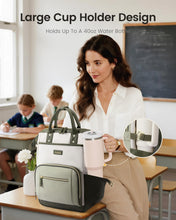 Load image into Gallery viewer, LOVEVOOK Laptop Backpack for Women with Giant Tumbler Holder,18 inch Professional Nurse Teacher Backpack Computer Laptop Bag,Cute Travel Backpack Purse Work College Bag,Beige-Bean green-Army green
