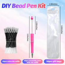 Load image into Gallery viewer, DASTTUIS 150 Pieces DIY Beadable Pen Kit – 50 Plastic Ballpoint Pens with Refills &amp; Bags – School Supplies, Office Accessories &amp; Decorative Items for Students &amp; Teachers (Rose Red)
