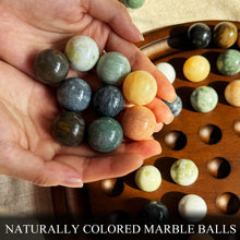 Load image into Gallery viewer, Giftqulo Solitaire Game,12.7-Inch inches Solid Wooden Board with 33 Natural Marble Balls, Deluxe Solitaire Game Set Single-Player Strategy Board Game and Smart Games
