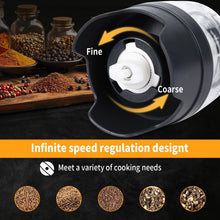 Load image into Gallery viewer, Electric Salt And Pepper Grinder Set, USB Rechargeable, Automatic Salt Pepper Mill Grinder, Adjustable Coarseness Shakers, One-Hand Operation For Kitchen
