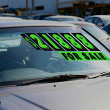 Load image into Gallery viewer, Vinyl Number Stickers for Cars - 12 Dozen (144 Pcs) 7 1/2 Inches Large Chartreuse Windshield Pricing Stickers | Car Dealership Supplies, Car Lot Pricing Numbers and for Sale Sign for Auto Window
