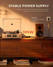 Load image into Gallery viewer, QLEARSOUL HiFire X Vinyl Record Player, Audiophile HiFi Turntables System with 100W Bookshelf Speakers,VU Meter, DSP Preamp, Support 33/45 RPM, RCA LINE in | Out
