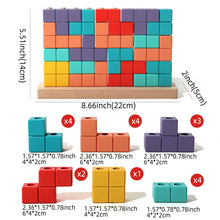 Load image into Gallery viewer, BESTAMTOY Wooden Russian Building Blocks Puzzle Brain Teasers Toy Colorful Spatial Concepts Learning Game with Wooden Base and Pegs Educational STEM Toy for Kids
