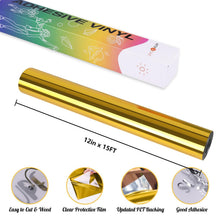Load image into Gallery viewer, HTVRONT Gold Chrome Vinyl - 12" x 15FT Gold Permanent Adhesive Vinyl for All Cutting Machine-Gold Mirror Metallic Easy to Cut &amp; Weed
