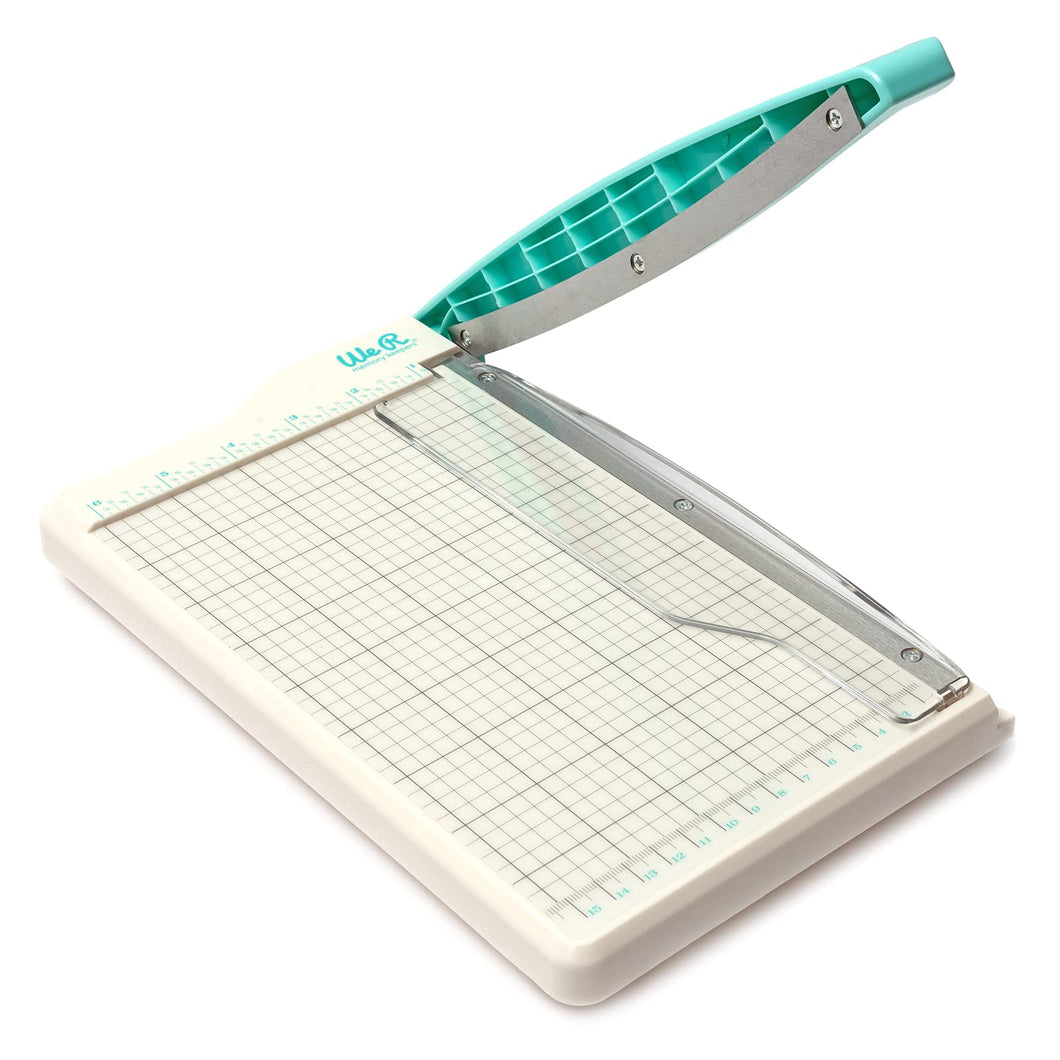 We R Memory Keepers Mini Guillotine Paper Trimmer – Blue, Compact Paper Cutter, 1/4-Inch Grid for Precision Cutting, Cuts Up to 3 Sheets, Perfect for Card Making, Journals, and Small Craft Projects