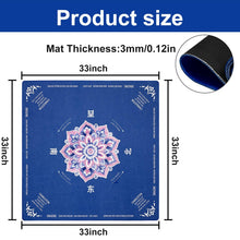 Load image into Gallery viewer, GreenD Mahjong Mat for Table 31.5"x31.5" Rubber American Mahjong Mat with Rules, Non Slip Noise Reduction Game Table Cover with Dice for Mahjong, Poker, Board, Card, Tile Games (Blue)
