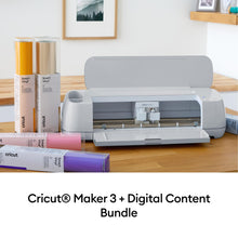 Load image into Gallery viewer, Cricut Maker 3 &amp; Digital Content Library Bundle - Includes 30 images in Design Space App - Smart Cutting Machine, 2X Faster &amp; 10X Cutting Force, Cuts 300+ Materials, Blue
