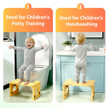 Load image into Gallery viewer, Foldable Bamboo Toilet Stool for Bathroom – Poop Stool for Adults &amp; Kids,Adjustable 7-9 Inches with Non-Slip Layer, Improves Posture &amp; Comfort (Primary)
