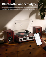 Load image into Gallery viewer, ANGELS HORN High Fidelity Bluetooth Turntable, Vinyl Record Player with Bookshelf Speakers, Built-in Phono Preamp, Belt Drive 2-Speed, Pitch Control, Adjustable Counterweight, AT-3600L
