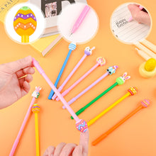 Load image into Gallery viewer, LiYiQ 100 Pcs Easter Cartoon Cute Fun Pens Kawaii Easter Eggs Rabbit Chicken Rainbows Gnome Shape Gel Black Ink Pen, Cute Pens for Office Home Present
