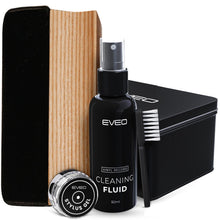 Load image into Gallery viewer, EVEO Vinyl Record Cleaning Kit - 4-in-1 Premium Vinyl Record Cleaner &amp; Vinyl Cleaning Kit with Velvet Brush, Vinyl Cleaner Liquid, Duster &amp; Turntable Stylus Gel
