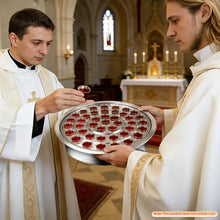Load image into Gallery viewer, Stainless Steel Communion Tray with Lid - 40 Holes Church Communion Supplies Set, Stackable Worship Tray for Church Services, Weddings &amp; Gatherings (Silver, Cups Not Included)
