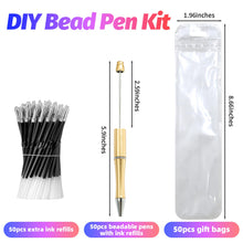Load image into Gallery viewer, DASTTUIS 150 Pieces DIY Beadable Pen Kit – 500 Plastic Ballpoint Pens with Refills &amp; Bags – School Supplies, Office Accessories &amp; Decorative Items for Students &amp; Teachers (Silver and Gold)
