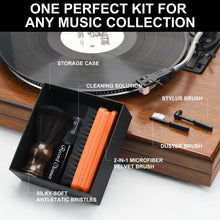 Load image into Gallery viewer, 6-in-1 Vinyl Record Cleaning Kit | Vinyl Record Cleaner Kit – Includes 2in1 Velvet Microfiber Brush, Soft Antistatic Nano Fiber Brush, Cleaning Liquid, Duster &amp; Stylus Brush, Storage Box, for Records
