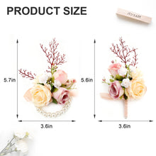 Load image into Gallery viewer, Embewhis Wedding Corsage and Boutonniere Set, Artificial Wrist Corsage and Groom Boutonniere for Prom, Wedding Party, Dance, or Ceremony, for Men and Women
