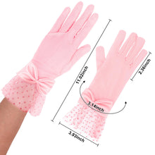 Load image into Gallery viewer, Pink Fascinators Hats Women Mesh Veil Headband and Gloves Set Short Lace Polka Dot Mesh Hair Accessories
