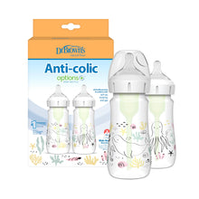 Load image into Gallery viewer, Dr. Brown's Anti-Colic Options+ Wide-Neck Baby Bottle Designer Edition Bottles, Ocean Decos, 9 oz/270 mL, Level 1 Nipple, 0m+, 2-Pack
