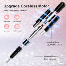 Load image into Gallery viewer, Professional Nail Drill Machine, Lavinda 35000RPM Electric Nail File for Acrylic Gel Nails, Cordless Portable Nail Drill Kit with Coreless Motor, Manicure Pedicure Shape Tools (Diamond, Pink)
