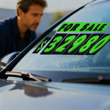 Load image into Gallery viewer, Vinyl Number Stickers for Cars - 12 Dozen (144 Pcs) 7 1/2 Inches Large Chartreuse Windshield Pricing Stickers | Car Dealership Supplies, Car Lot Pricing Numbers and for Sale Sign for Auto Window
