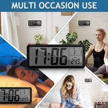 Load image into Gallery viewer, Healifty Digital Wall Clock: Wall-Mounted Led Display Clock with Date Temperature for Living Room Office Bedroom Home Decor
