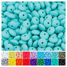 Load image into Gallery viewer, 180Pcs FIVEIZERO Silicone Lentil Beads, 12mm Abacus Focal Beads Silicone Beads Bulk Colorful DIY Loose Beads for Bracelet Necklace Crafts Pen Making（Caribbean Blue）
