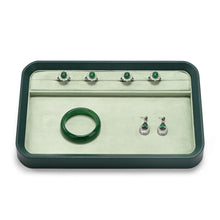 Load image into Gallery viewer, Oirlv Velvet Jewelry Display Tray for Vendors &amp; Stores,Jewelry Organizer with Multi Compartments for Rings, Bracelets, Necklaces - Professional Display Case for Trade Shows, Home Dresser(Green)
