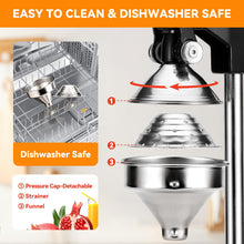 Load image into Gallery viewer, Tada Cast Iron Manual Juicer Press Hand Operated Citrus &amp; Pomegranate Juice Squeezer with Stainless Steel Components, Heavy Duty Countertop
