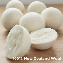 Load image into Gallery viewer, Wool Dryer Balls 6-Pack XL - Natural Reusable Laundry Fabric Softener, Reduces Wrinkles &amp; Drying Time, Hypoallergenic, Leaves Fabrics Naturally Soft and Fluffy
