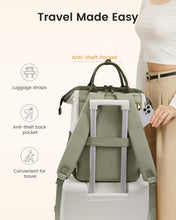 Load image into Gallery viewer, LOVEVOOK Laptop Backpack for Women with Giant Tumbler Holder,18 inch Professional Nurse Teacher Backpack Computer Laptop Bag,Cute Travel Backpack Purse Work College Bag,Beige-Bean green-Army green
