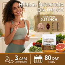 Load image into Gallery viewer, 18-in-1 Wormwood Black Walnut Clove Herbal Softgels, 6600mg Serving, Rapid Gut Cleanse &amp; Digestive Health with Black Walnut Hull, Wormwood, Clove, Garlic, Oregano, Pumpkin Seed, Easy-to-Swallow
