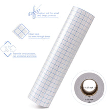 Load image into Gallery viewer, JANDJPACKAGING Transfer Tape for Vinyl - 12” x 50 FT w/Blue Alignment Grid for Adhesive Vinyl - Medium Tack Vinyl Transfer Tape for Silhouette Cameo
