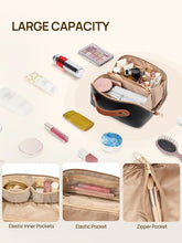 Load image into Gallery viewer, Telena Leather Make Up Bag Portable Travel Makeup Bag Waterproof Cosmetic Bags for Women Large Capacity With Handle and Divider Open Lay Flat

