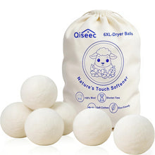 Load image into Gallery viewer, Wool Dryer Balls 6-Pack XL - Natural Reusable Laundry Fabric Softener, Reduces Wrinkles &amp; Drying Time, Hypoallergenic, Leaves Fabrics Naturally Soft and Fluffy
