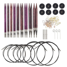 Load image into Gallery viewer, Knit Picks Options Wood Interchangeable Knitting Needle Set with Case and Stitch Markers (Royal Purple)
