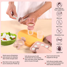 Load image into Gallery viewer, WAJIAYON Baby Breastmilk Popsicle Molds &amp; Baby Fruit Feeder (4 Pack), Infant Food Freezer Tray Storage Containers, Silicone Teething Pacifier Feeder and Teether for Babies（Pink&amp;Purple）
