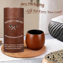 Load image into Gallery viewer, TRAUEMY Charred Wooden Bourbon Whiskey Glasses,Handcrafted Old Fashioned–Gifts for Men,Dad,Boyfriend,Brother,husbands or grandpas on Father's Day,Anniversary,Birthday,Christmas,Thanksgiving (2 Pack)
