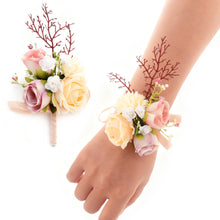 Load image into Gallery viewer, Embewhis Wedding Corsage and Boutonniere Set, Artificial Wrist Corsage and Groom Boutonniere for Prom, Wedding Party, Dance, or Ceremony, for Men and Women
