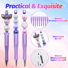 Load image into Gallery viewer, DASTTUIS 150 Pieces DIY Beadable Pen Kit – 50 Plastic Ballpoint Pens with Refills &amp; Bags – School Supplies, Office Accessories &amp; Decorative Items for Students &amp; Teachers (Purple)
