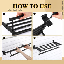 Load image into Gallery viewer, Zonon 2 Pcs Black Slatwall Shelf Clothes Rack with Metal Rectangular Tubing U Shaped Handrail Hanger Slatwall Shelving Organizer Accessories for Home Room Bathroom Garage Retail Display
