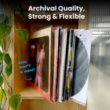 Load image into Gallery viewer, EVEO 50 Vinyl Record Sleeves Outer – Crystal Clear Outer Vinyl Sleeves LP Album Covers 12.75"x12.75" | Perfect Fit Protective 3 Mil Protection for Single &amp; Double LPs - Archival Standard
