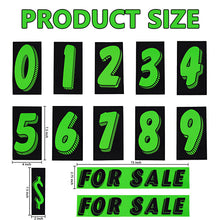 Load image into Gallery viewer, Vinyl Number Stickers for Cars - 12 Dozen (144 Pcs) 7 1/2 Inches Large Chartreuse Windshield Pricing Stickers | Car Dealership Supplies, Car Lot Pricing Numbers and for Sale Sign for Auto Window
