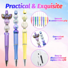 Load image into Gallery viewer, DASTTUIS 150 Pieces DIY Beadable Pen Kit – 50 Plastic Ballpoint Pens with Refills &amp; Bags – School Supplies, Office Accessories &amp; Decorative Items for Students &amp; Teachers (Dreamy Soft Palette)
