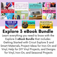Load image into Gallery viewer, Cricut Explore 3 Cutting Machine Bundle - With Mini Easy Press, Tool Kit, and Iron-On Vinyl for DIY Home Decor and Custom Apparel
