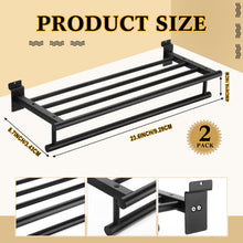 Load image into Gallery viewer, Zonon 2 Pcs Black Slatwall Shelf Clothes Rack with Metal Rectangular Tubing U Shaped Handrail Hanger Slatwall Shelving Organizer Accessories for Home Room Bathroom Garage Retail Display
