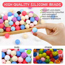 Load image into Gallery viewer, 120PCS FIVEIZERO Silicone Beads for Keychain Making, 15mm Pink Red Round Silicone Rubber Focal Beads Bulk for DIY Crafts, Bracelets, Necklaces, and Pens
